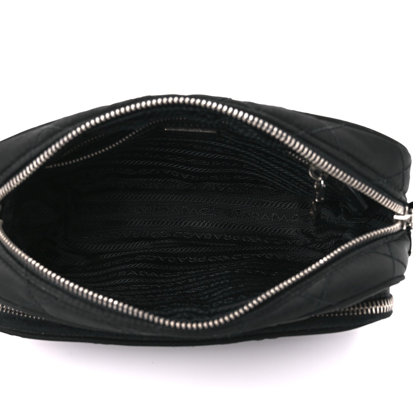 Nylon Tessuto Impuntu Quilted Crossbody Bag Black