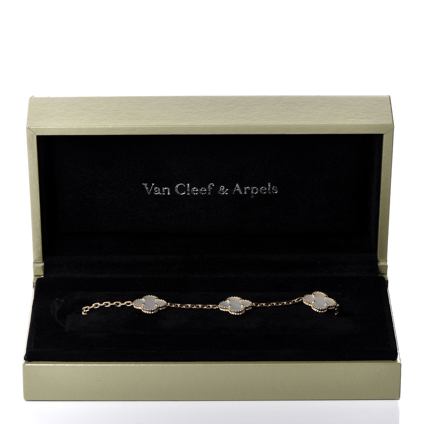 18K Yellow Gold Mother of Pearl 5 Motifs Vintage Alhambra Bracelet