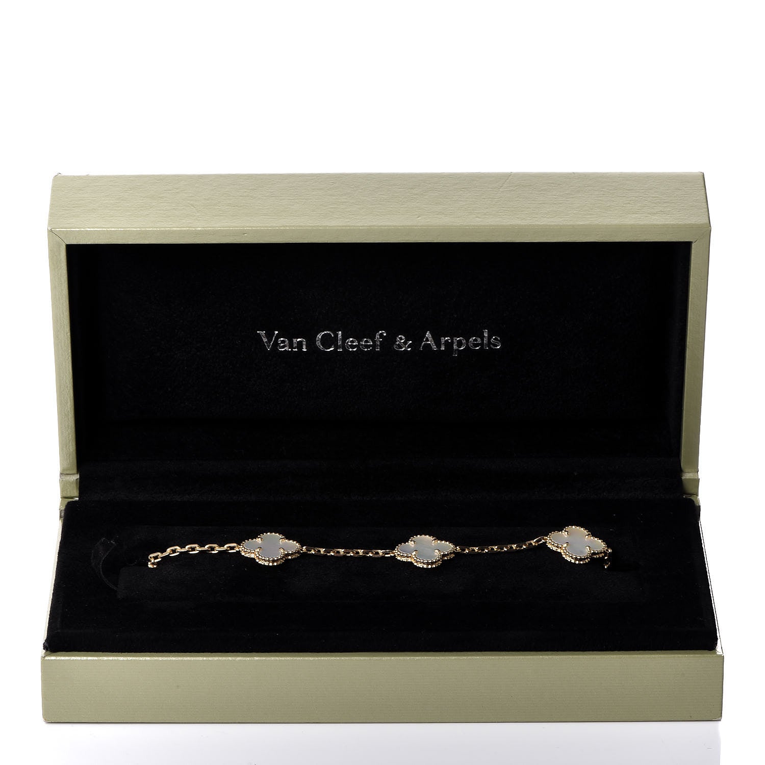 Van Cleef & Arpels 18K Yellow Gold Mother of Pearl 5 Motifs Vintage Alhambra Bracelet 6 of 6