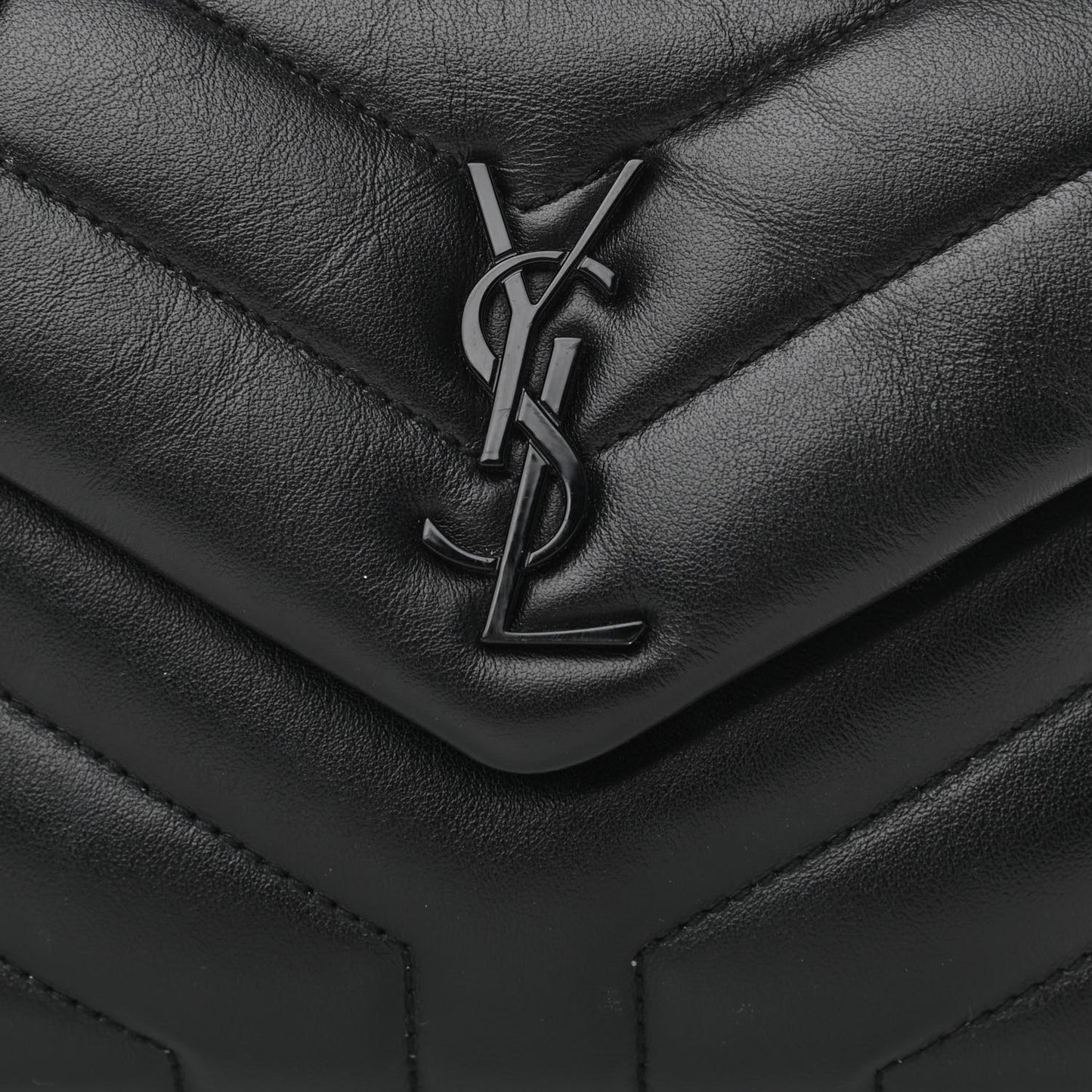 Calfskin Y Quilted Monogram Toy Loulou Crossbody Bag Black