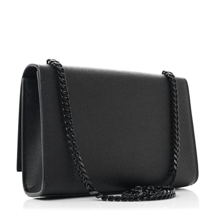 Saint Laurent Grain De Poudre Small Monogram Monochrome Kate Satchel Black 3 of 11