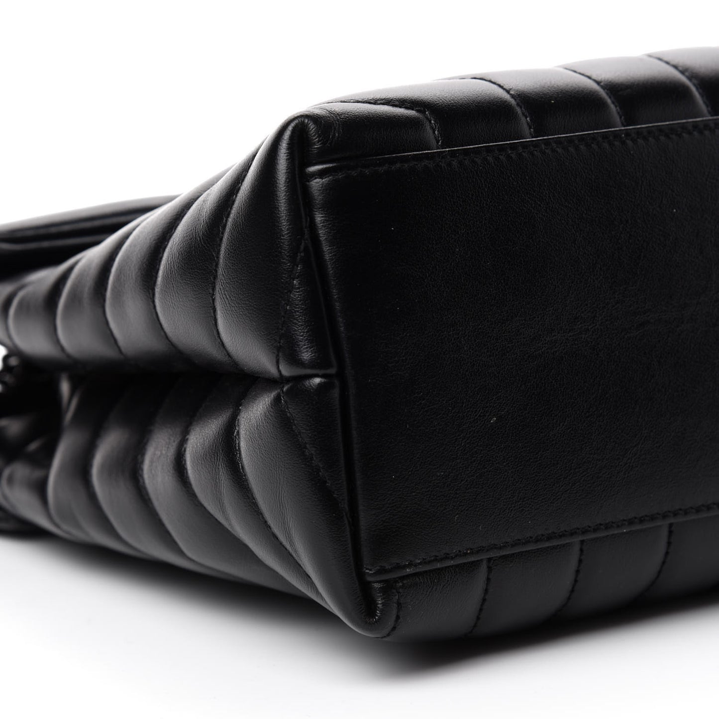 Calfskin Y Quilted Monogram Medium Loulou Chain Satchel Black