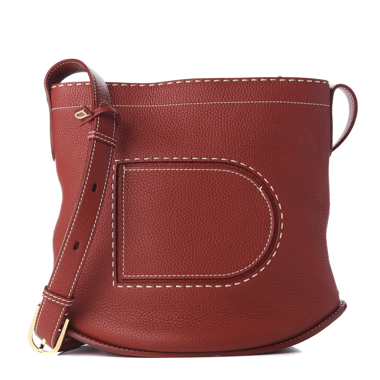 Delvaux Taurillon Pin Surpique Bucket Scarlet Red 1 of 16