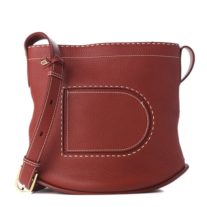Delvaux Taurillon Pin Surpique Bucket Scarlet Red 1 of 16