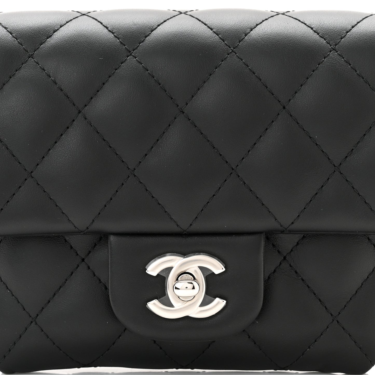 Calfskin Quilted CC Uniform Flap Belt Bag Black