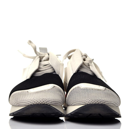 Balenciaga Mesh Calfskin Neoprene Suede Womens Race Runner Sneakers 40 White Black Gris 2 of 8