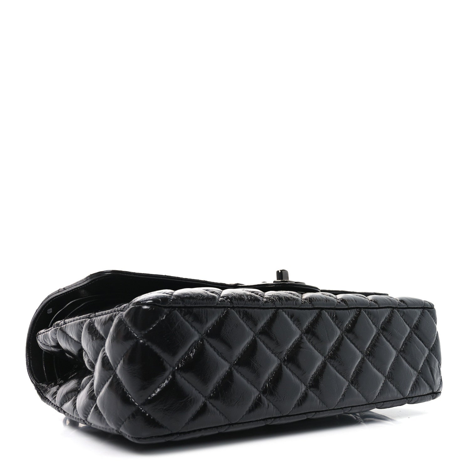 Chanel Shiny Crumpled Calfskin Quilted Medium Double Flap So Black 4 of 11