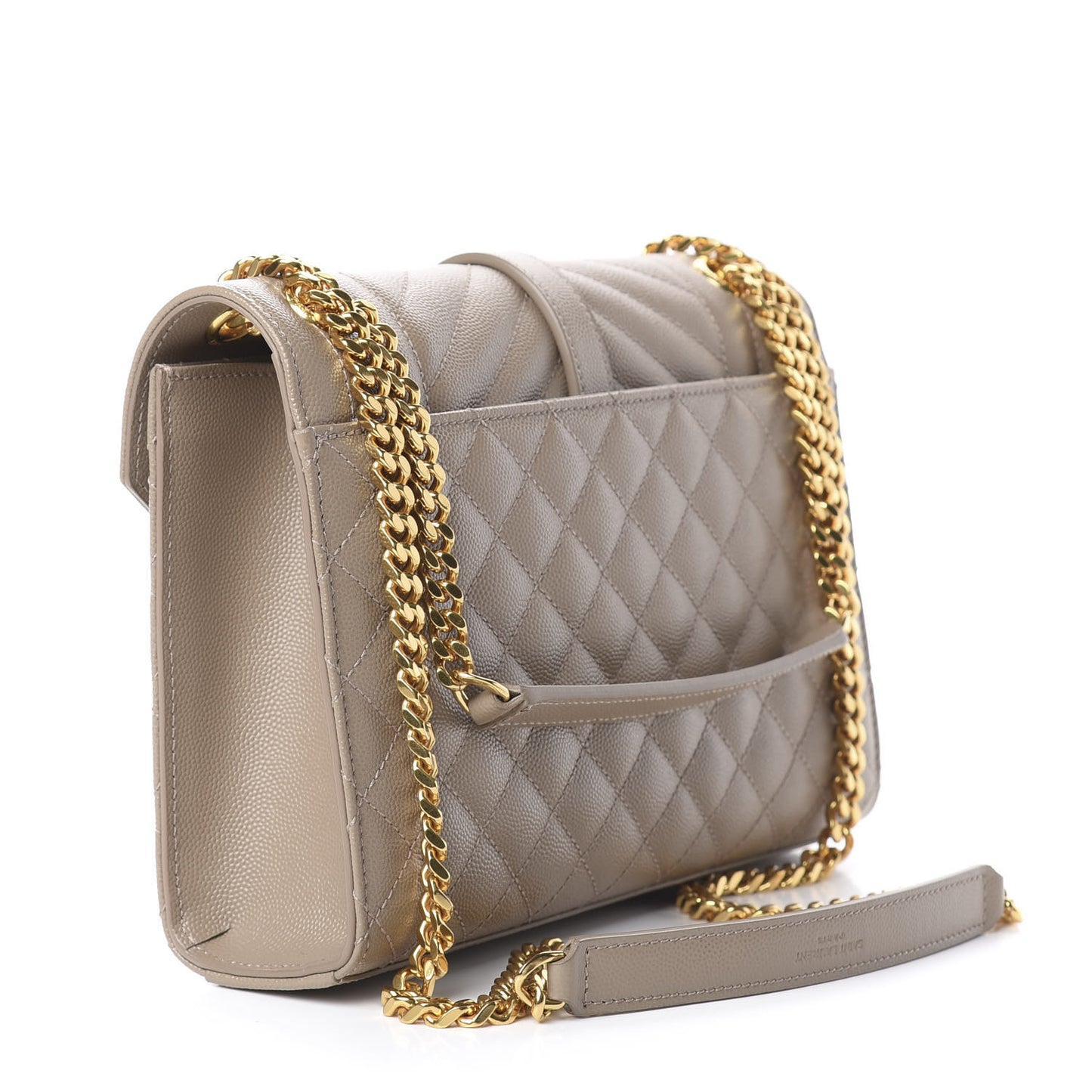 Grain De Poudre Textured Mixed Matelasse Medium Triquilt Monogram Satchel Taupe