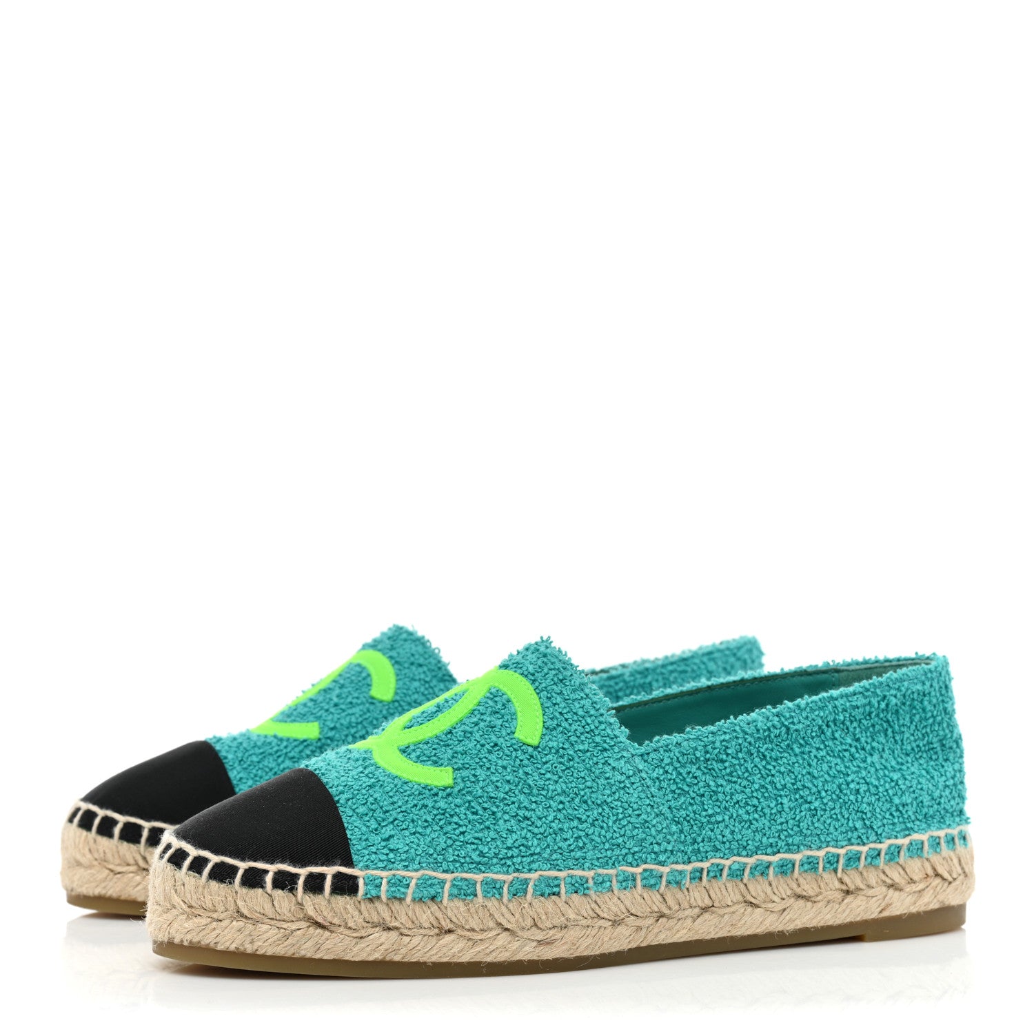 Chanel Fabric Grosgrain CC Espadrilles 37 Green Black 3 of 10