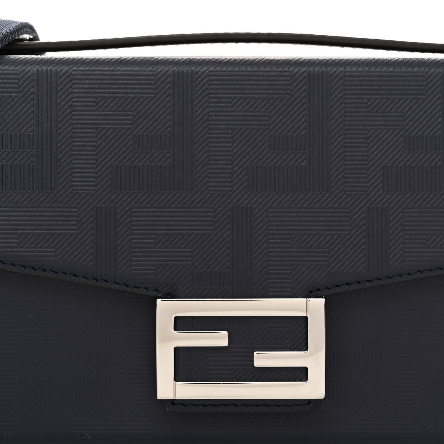 Fendi Vitello King FF Lines Embossed Baguette Soft Trunk Midnight 7 of 11