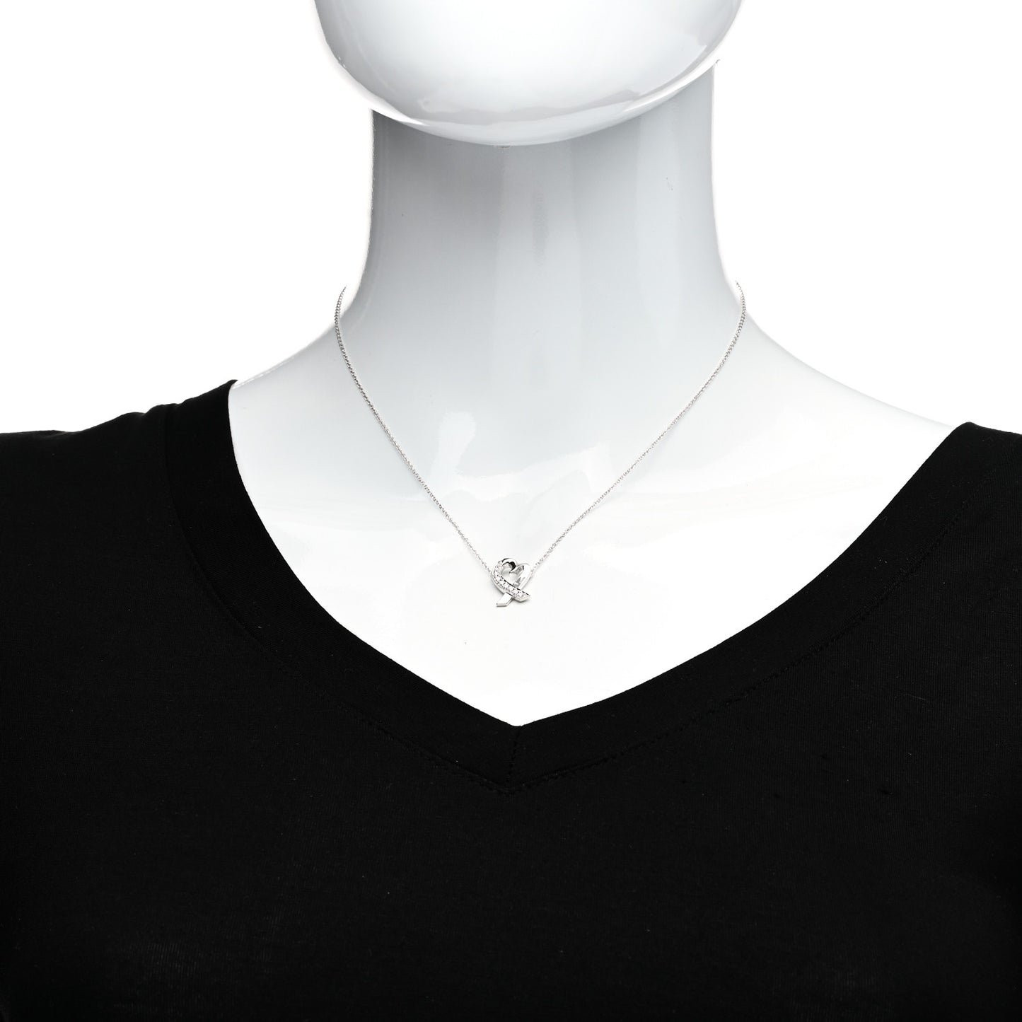 18K White Gold Diamond Small Paloma Picasso Loving Heart Necklace