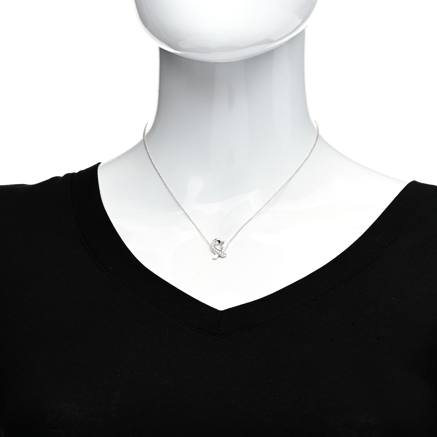 Tiffany 18K White Gold Diamond Small Paloma Picasso Loving Heart Necklace 2 of 4