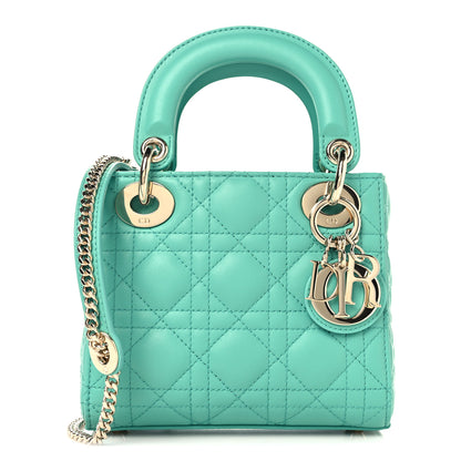 Christian Dior Lambskin Cannage Mini Lady Dior Cobalt Green 1 of 10