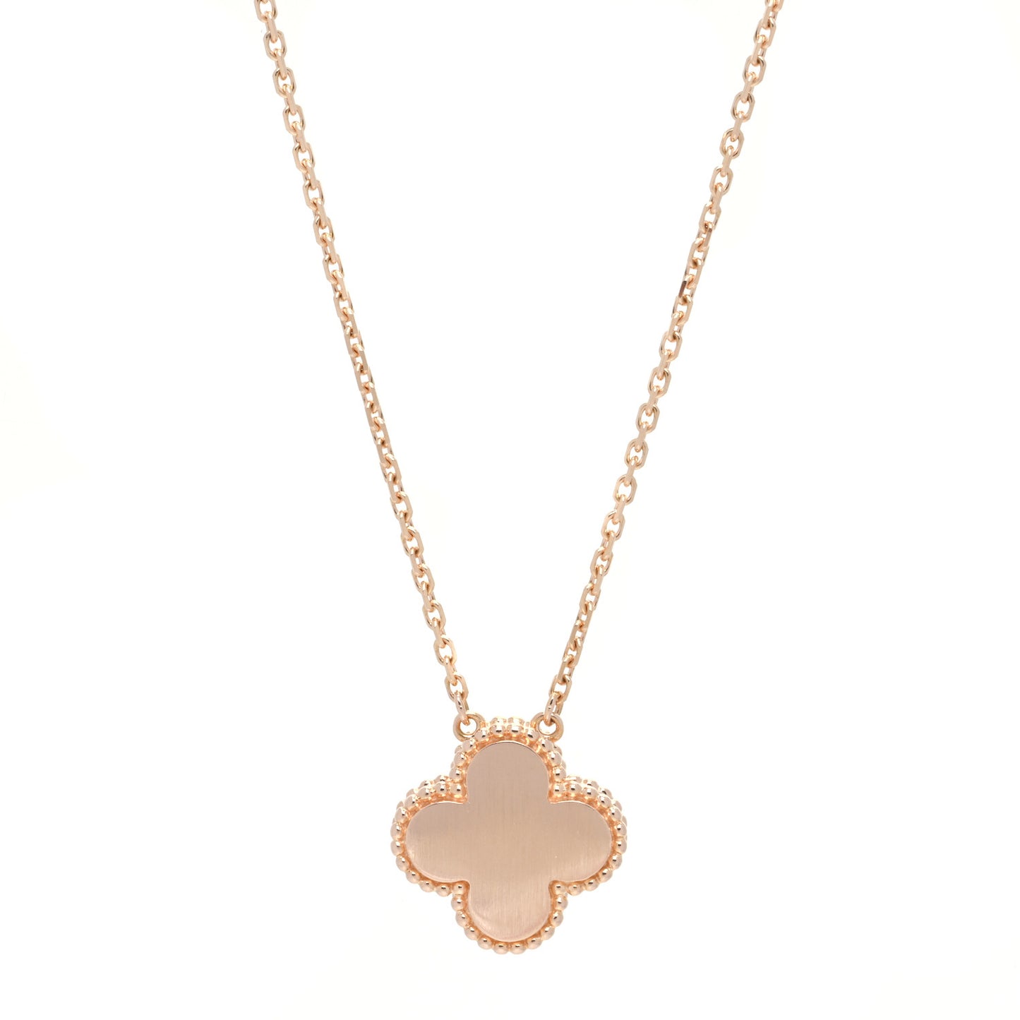 18K Rose Gold Diamond Black Onyx Vintage Alhambra Pendant Necklace