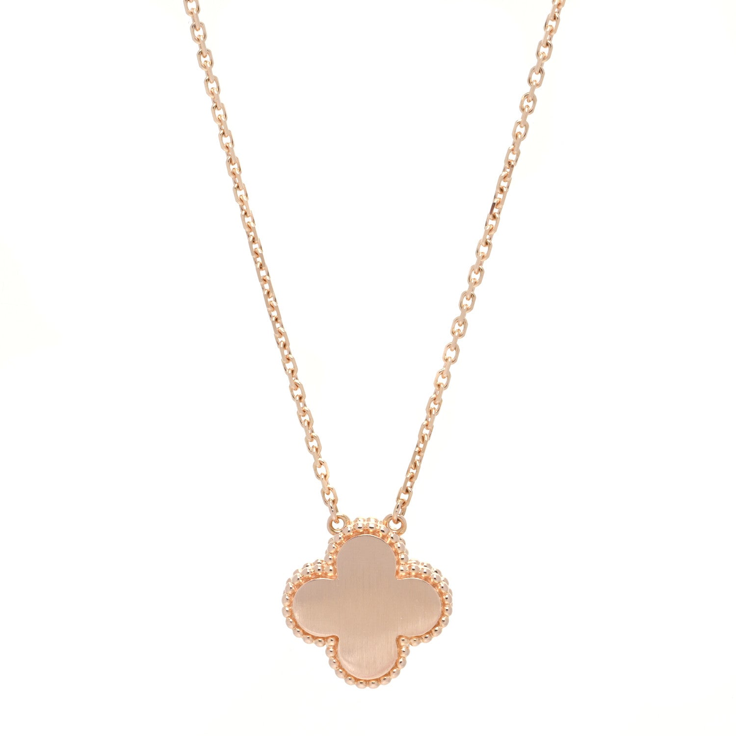 Van Cleef & Arpels 18K Rose Gold Diamond Black Onyx Vintage Alhambra Pendant Necklace 4 of 7