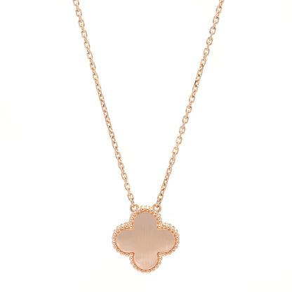 Van Cleef & Arpels 18K Rose Gold Diamond Black Onyx Vintage Alhambra Pendant Necklace 4 of 7