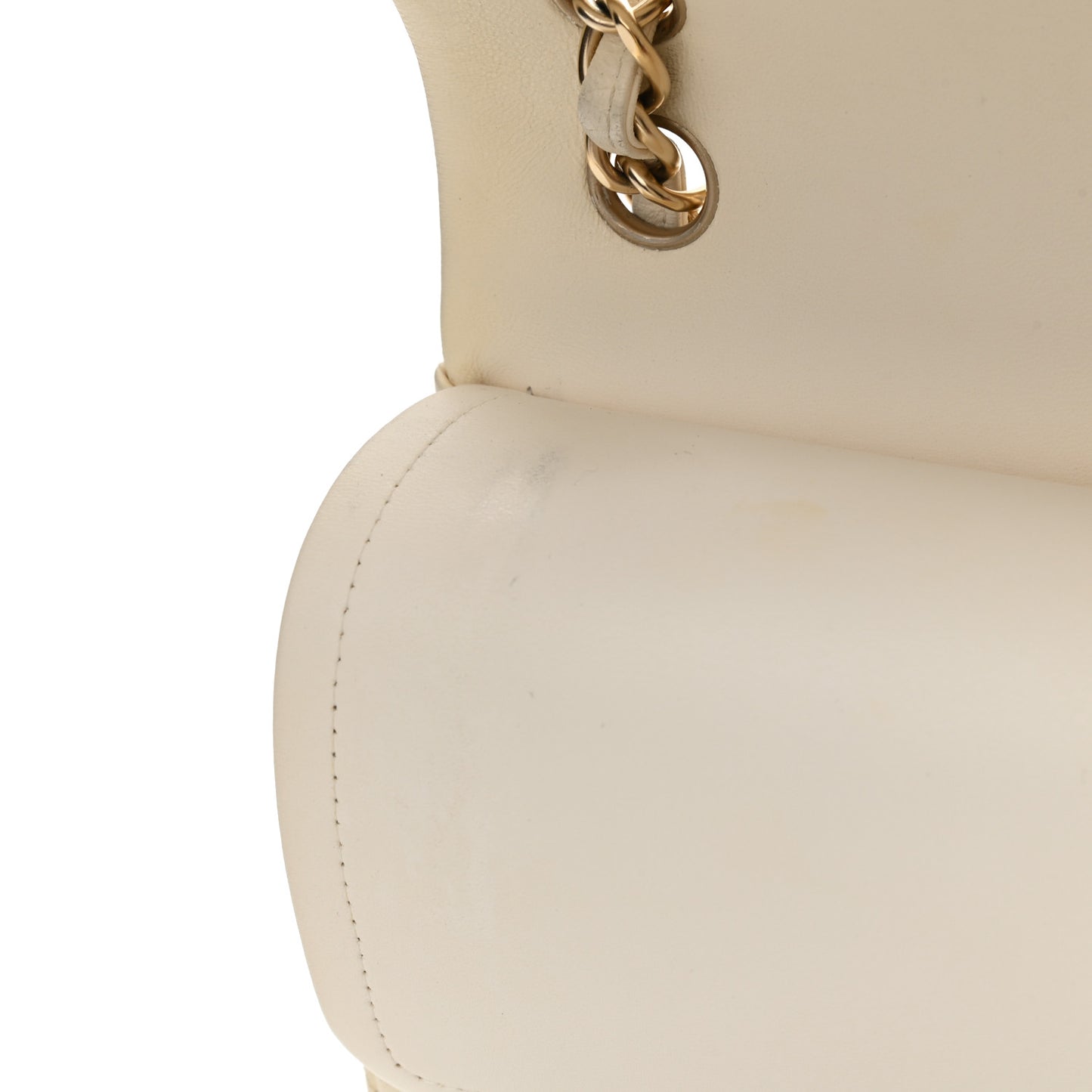 Lambskin Quilted Jumbo Double Flap White