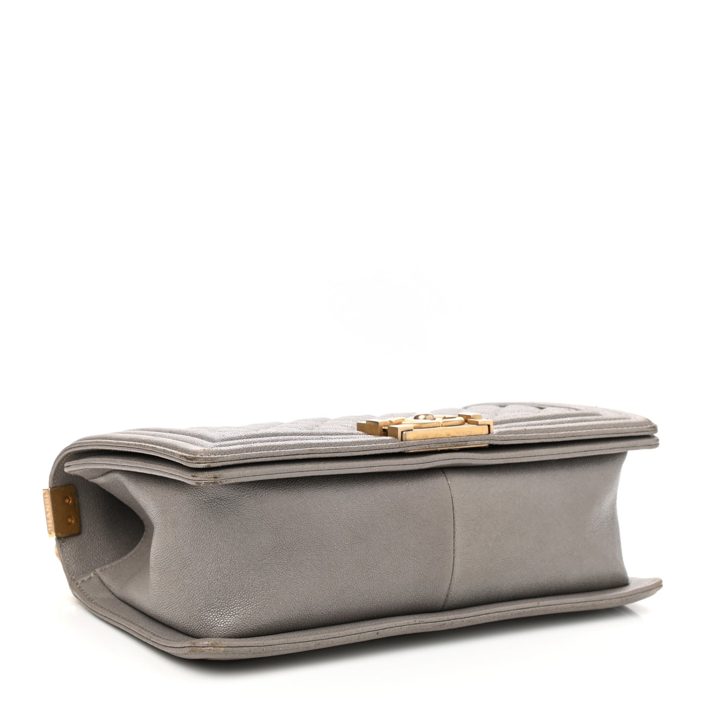 Caviar Quilted Medium Boy Flap Light Grey