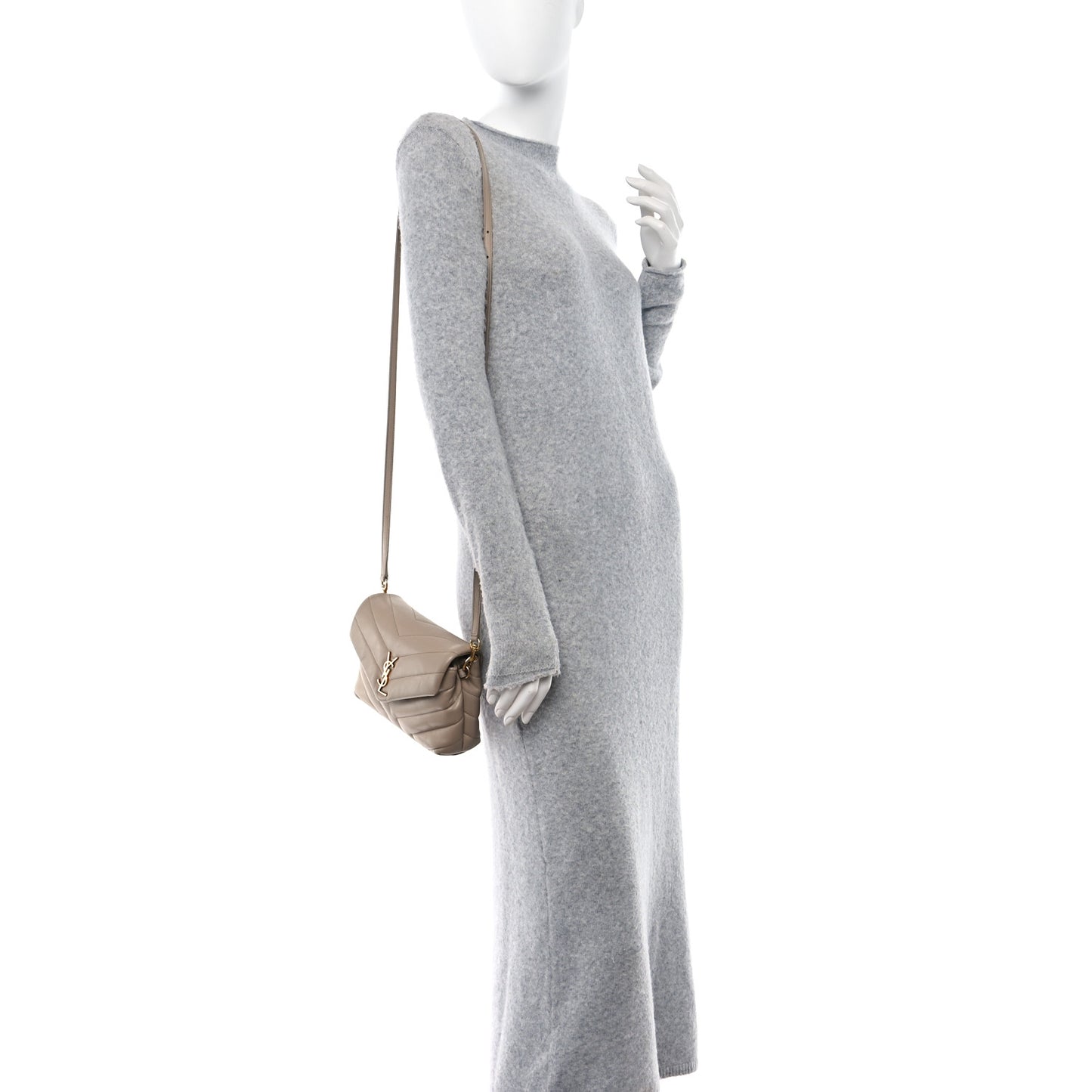 Calfskin Y Quilted Monogram Toy Loulou Crossbody Bag Dark Beige