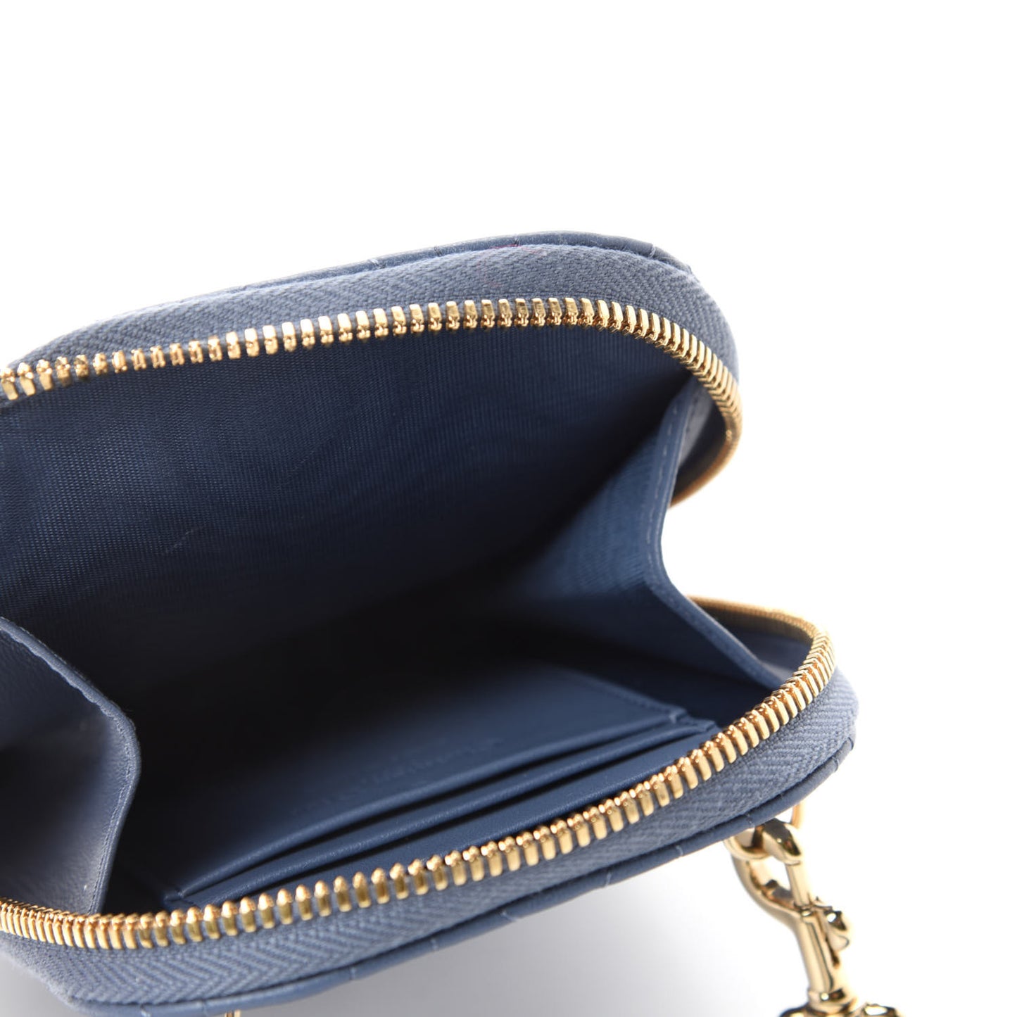Lambskin Cannage Lady Dior Phone Holder Denim Blue