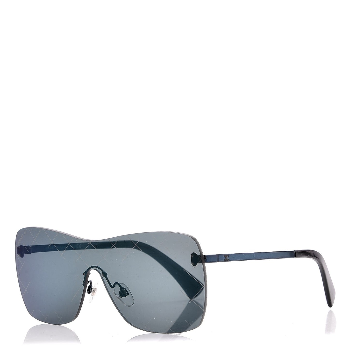 Shield Runway Sunglasses 4215 Silver Blue Mirror