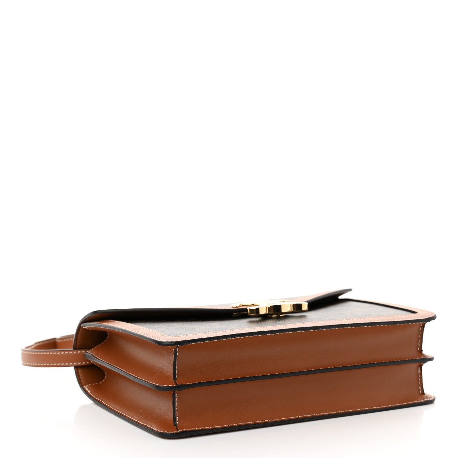 Celine Triomphe Canvas Calfskin Enveloppe Bag Tan 4 of 11