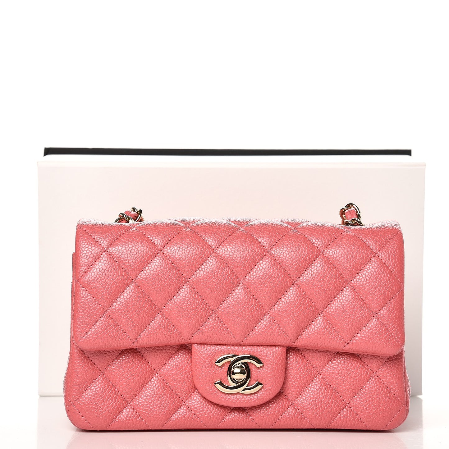 Caviar Quilted Mini Rectangular Flap Dark Pink