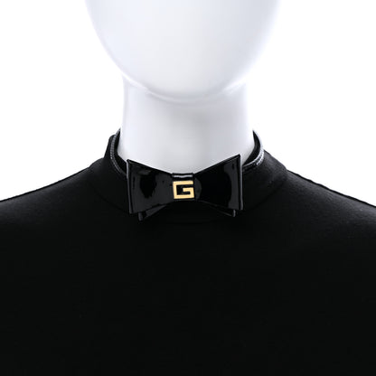 Gucci Patent G Bow Choker Necklace Black Gold 2 of 5