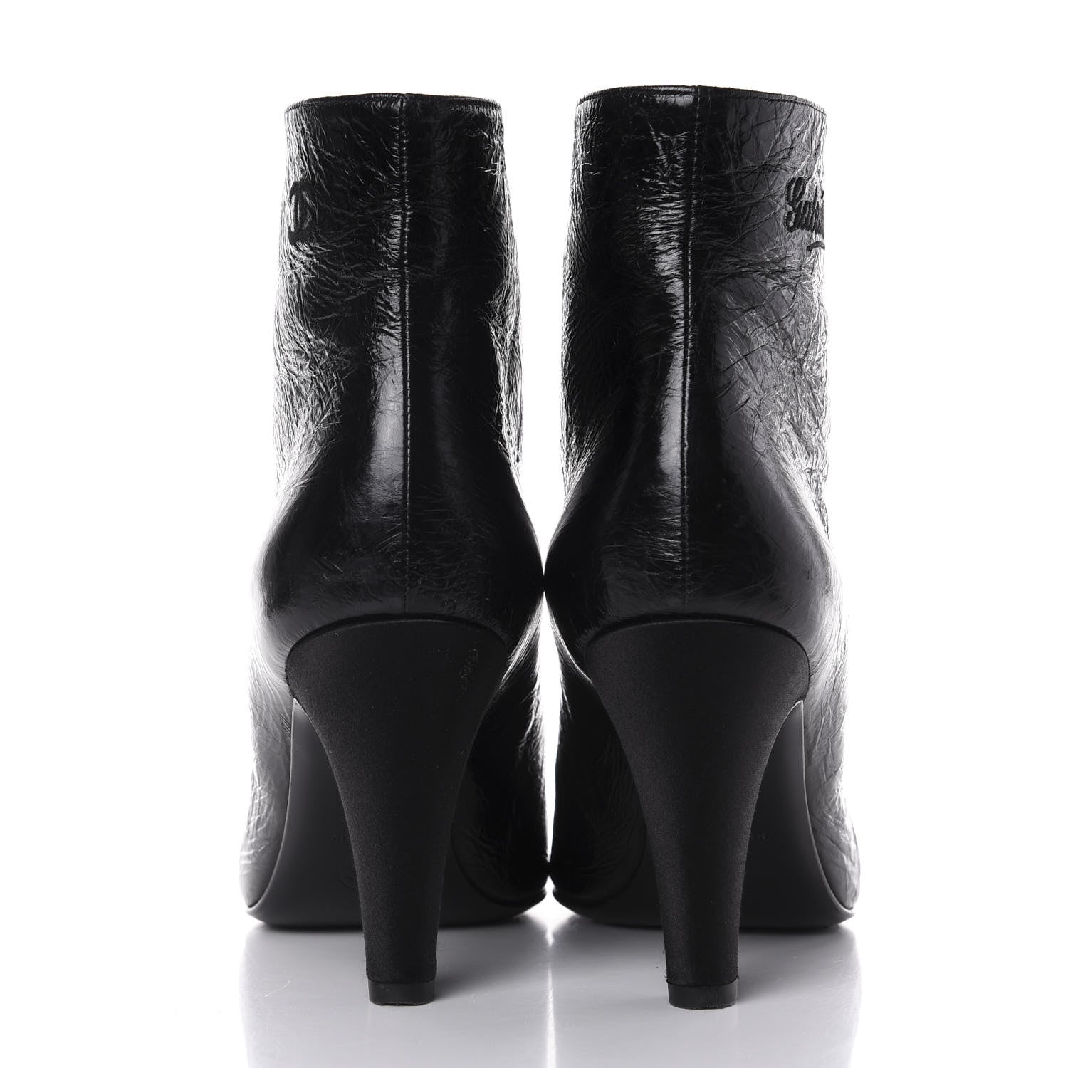 Chanel Crumpled Calfskin Satin Cap Toe Short Ankle Boots 39 Black 6 of 14