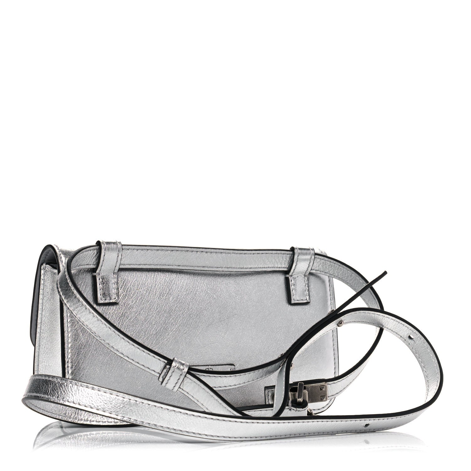 Valentino Garavani Metallic Calfskin VSling Belt Bag Silver 2 of 14