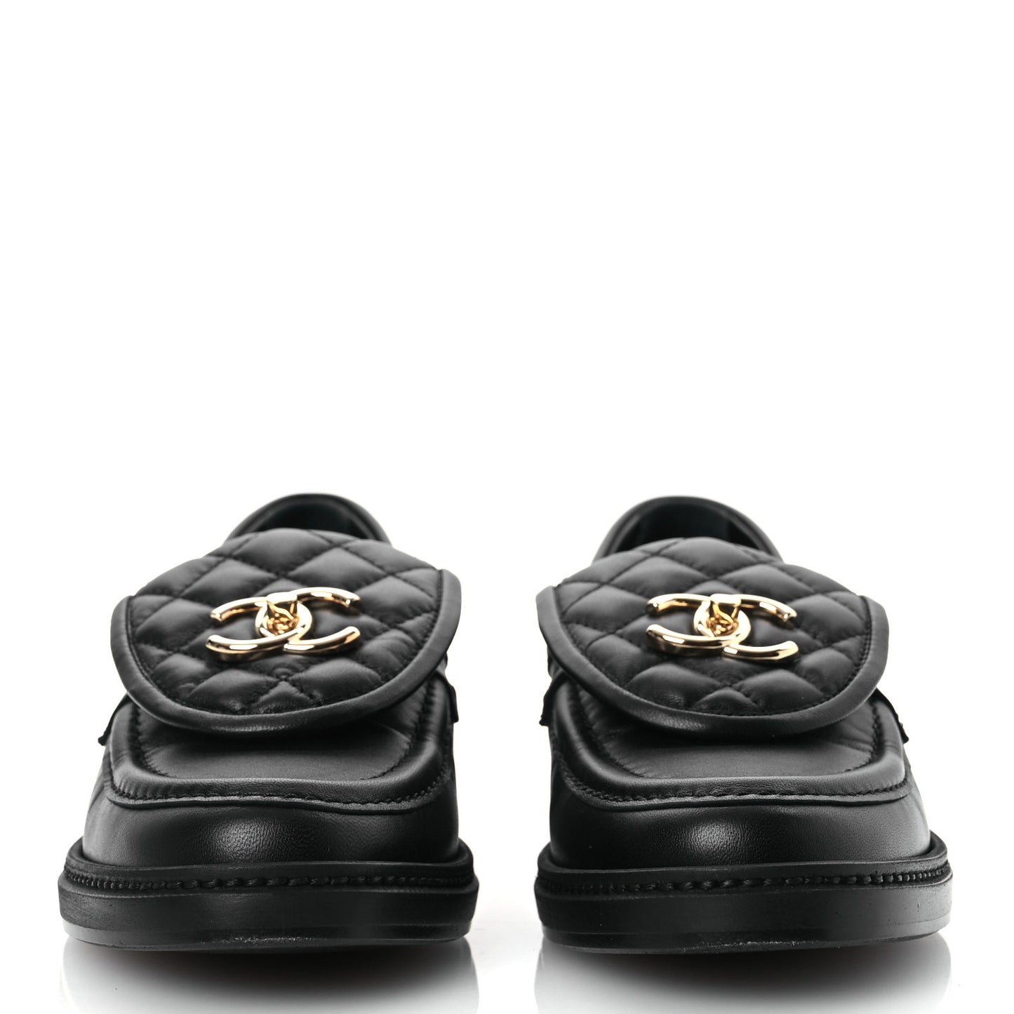 Lambskin Quilted CC Turnlock Loafers 37.5 Black