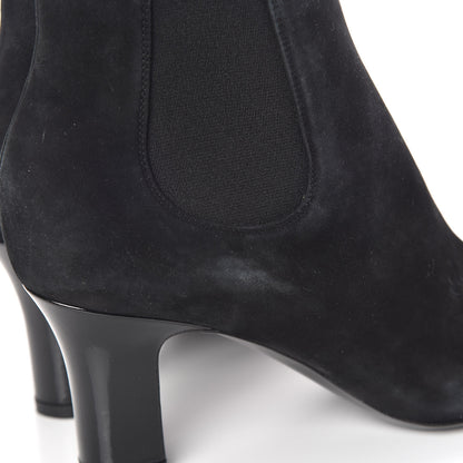 Louis Vuitton Suede Monogram Uniformes Cap Toe Chelsea 75mm Ankle Boots 36.5 Black 11 of 11