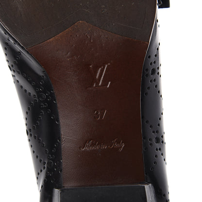 Louis Vuitton Glazed Calfskin Perforated Loafers 37 Black 7 of 7