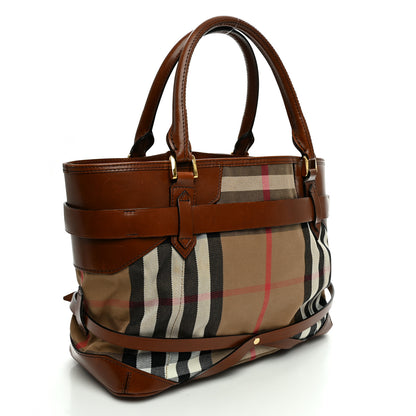 Burberry House Check Bridle Calfskin Medium Lynher Tote Dark Tan 3 of 10