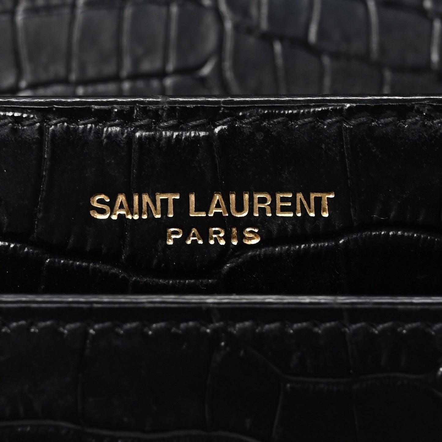 Calfskin Crocodile Embossed Medium Monogram Sunset Black