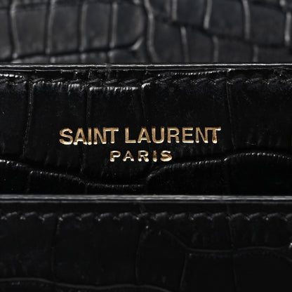 Saint Laurent Calfskin Crocodile Embossed Medium Monogram Sunset Black 5 of 9
