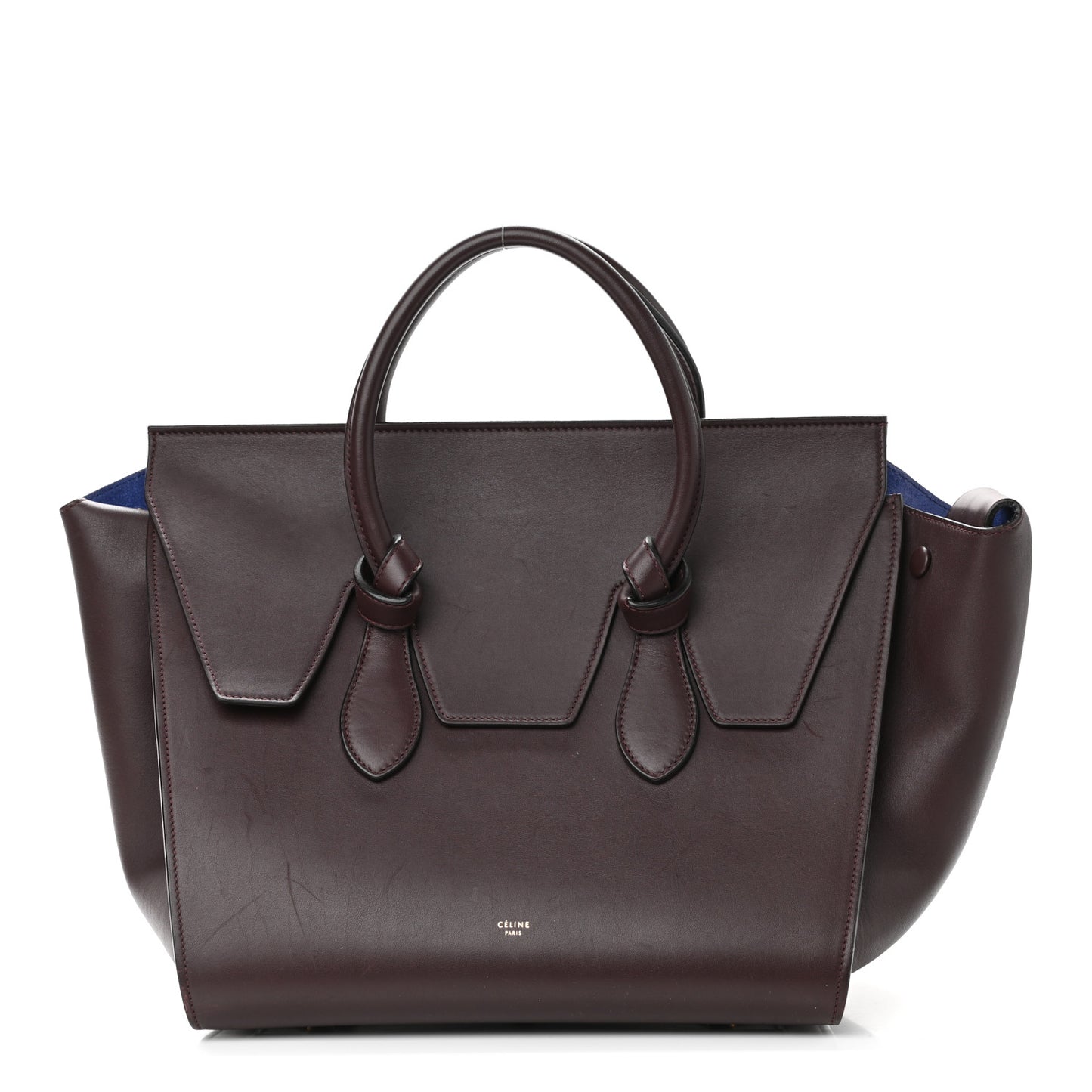 Smooth Calfskin Small Tie Knot Tote Burgundy