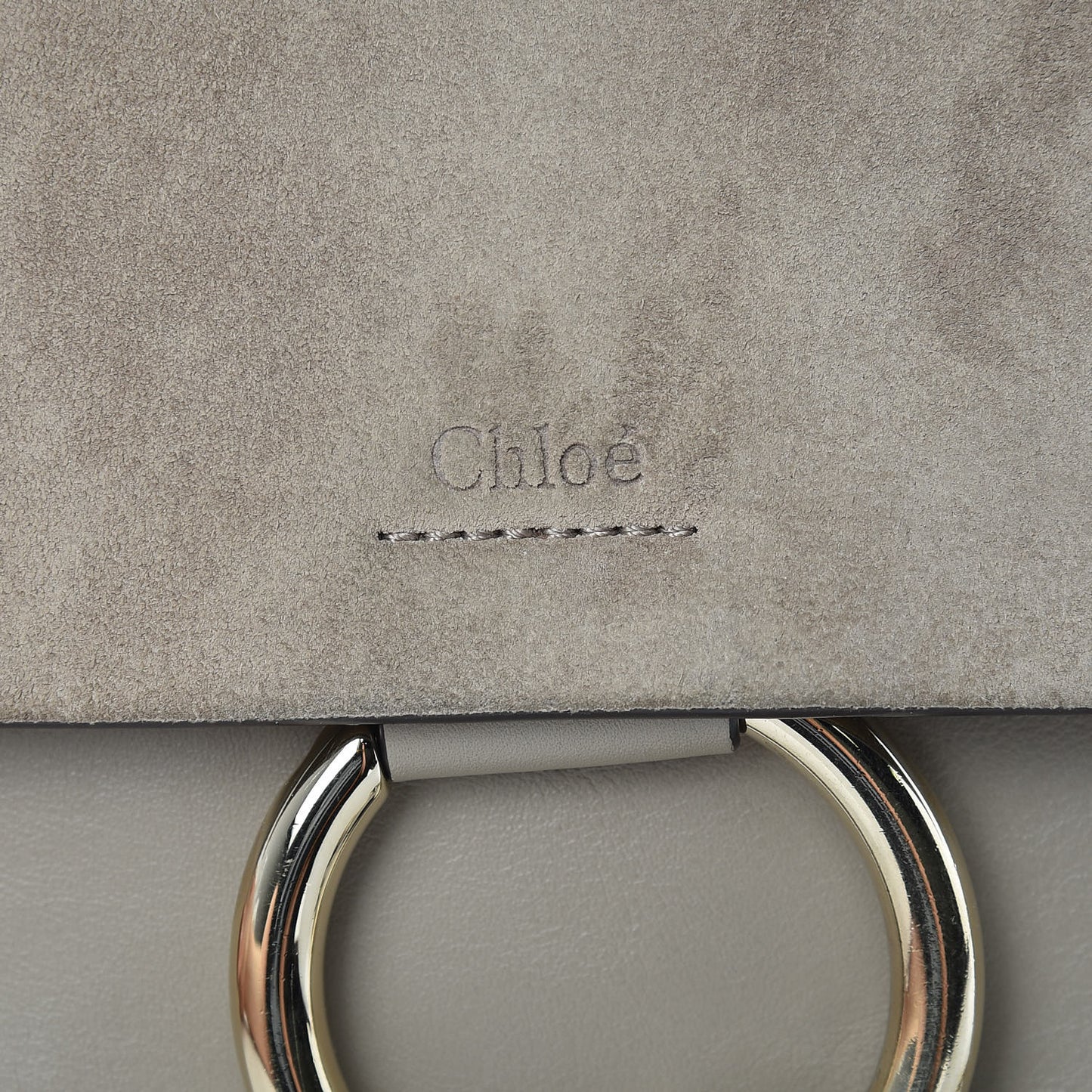 Suede Calfskin Small Faye Shoulder Bag Motty Grey