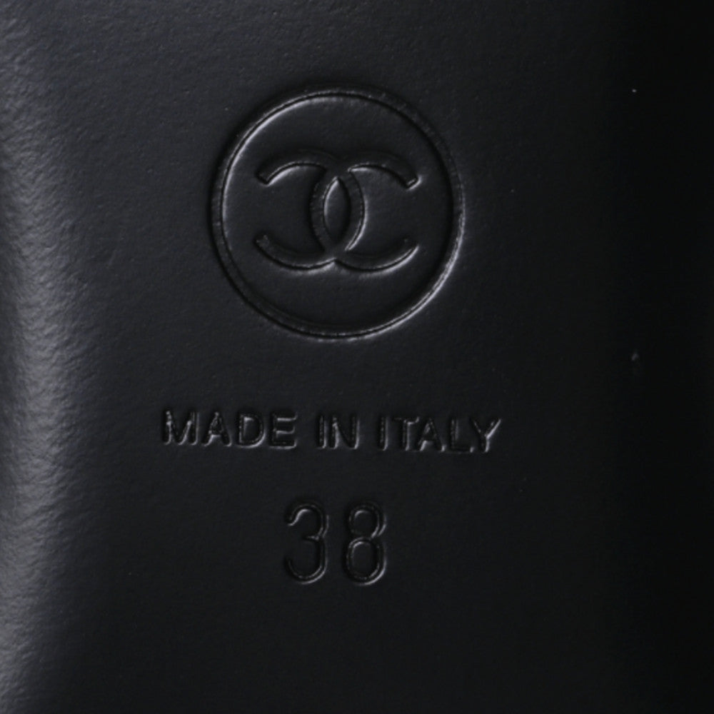 Chanel Lambskin Pearl CC Sandals 38 Black 8 of 9