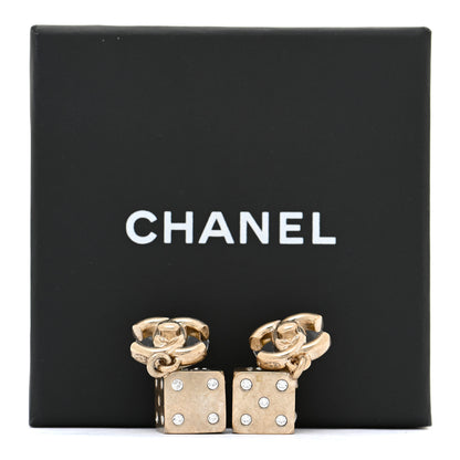 Chanel Crystal CC Turnlock Dice Drop Earrings Gold 6 of 6