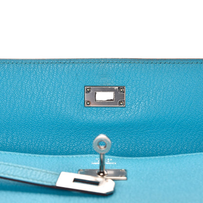 Hermes Chevre Mysore Kelly Longue Wallet Bleu Azteque 10 of 12