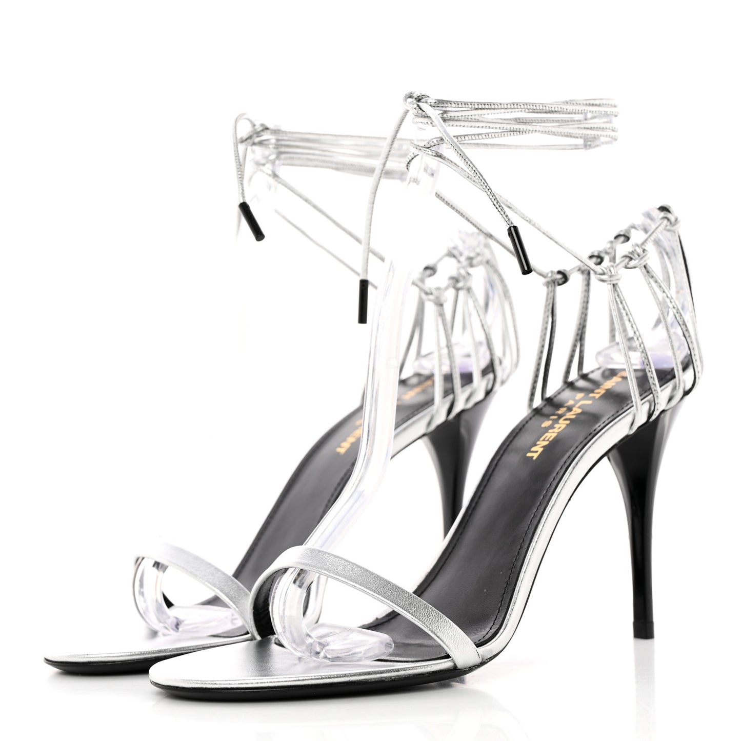 Calfskin Lexi 90 Ankle Strap Sandals 36 Silver
