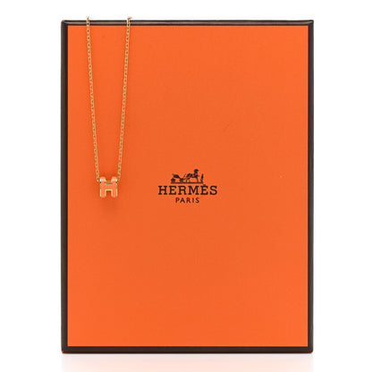 Hermes Lacquered Gold Mini Pop H Pendant Necklace Orange 8 of 8