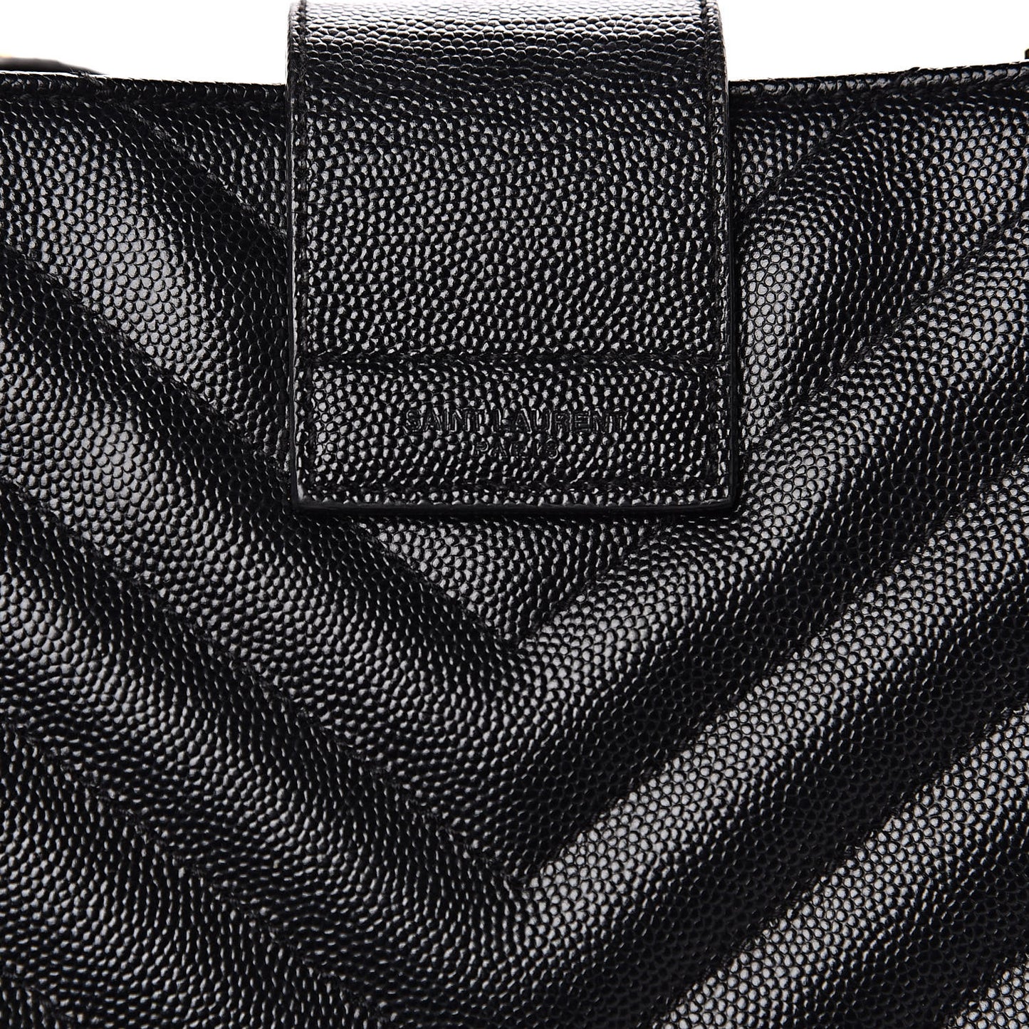 Grain De Poudre Matelasse Chevron Monogram Shopping Bag Black