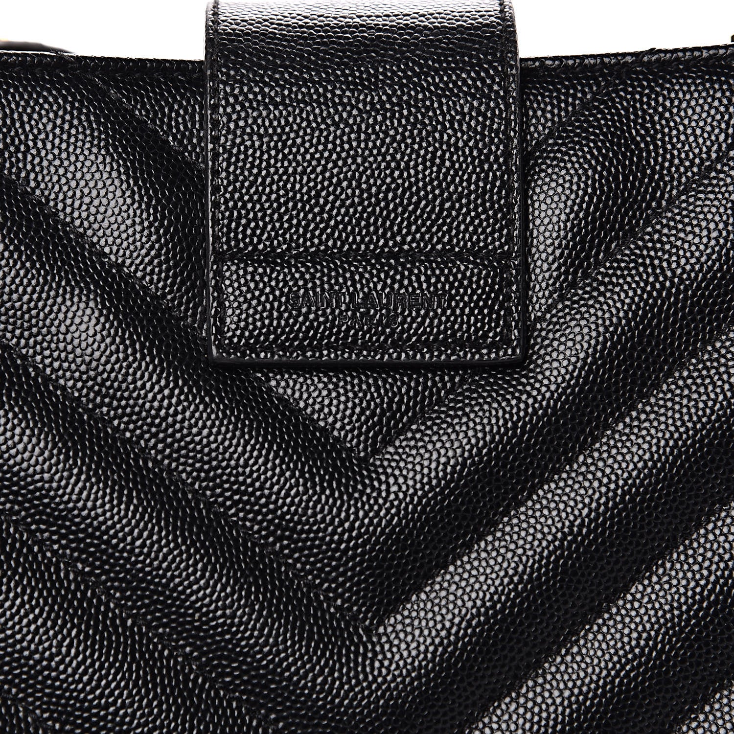 Saint Laurent Grain De Poudre Matelasse Chevron Monogram Shopping Bag Black 14 of 18