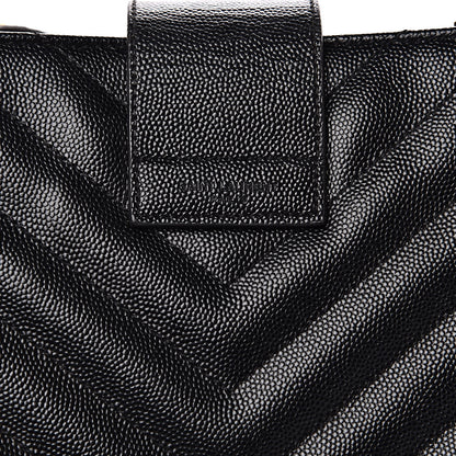 Saint Laurent Grain De Poudre Matelasse Chevron Monogram Shopping Bag Black 14 of 18