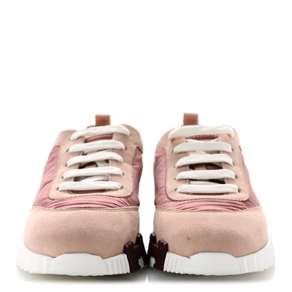 Hermes Parachute Fabric Suede Goatskin Bouncing Sneakers 35 Rose Rose Opaline 3 of 9