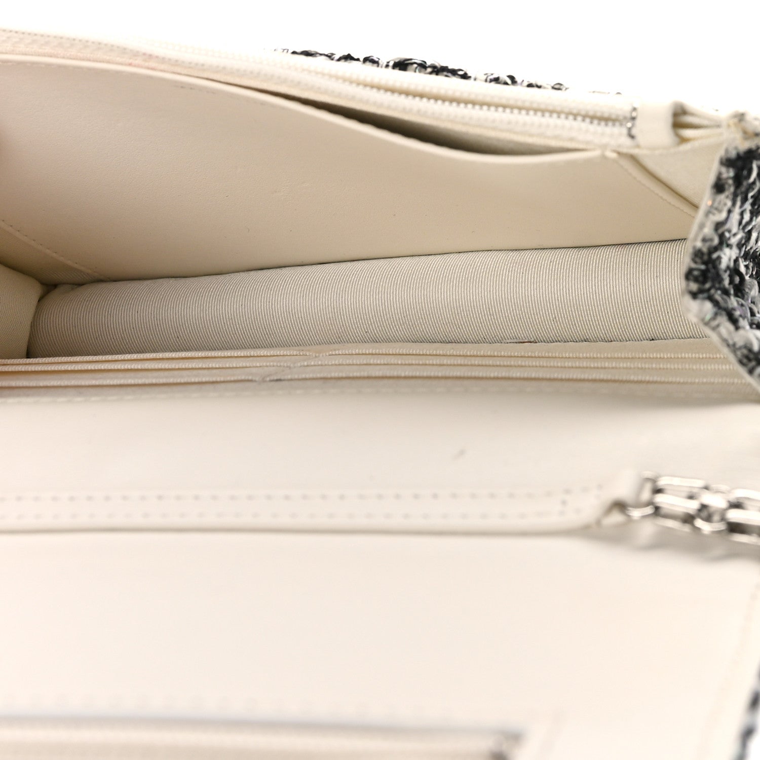 Chanel Tweed Quilted Reissue Wallet On Chain WOC White Black 5 of 11