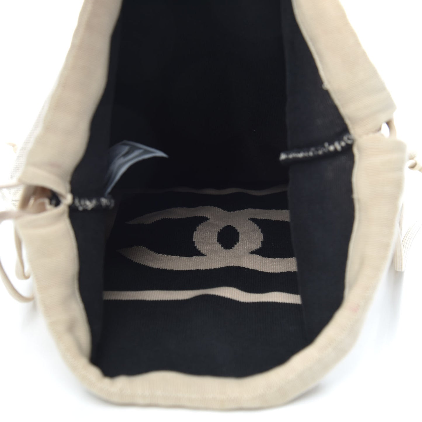 Cotton CC Drawstring Sport Line Backpack Cream