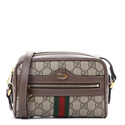Gucci GG Supreme Monogram Web Mini Ophidia Shoulder Bag Brown 1 of 10